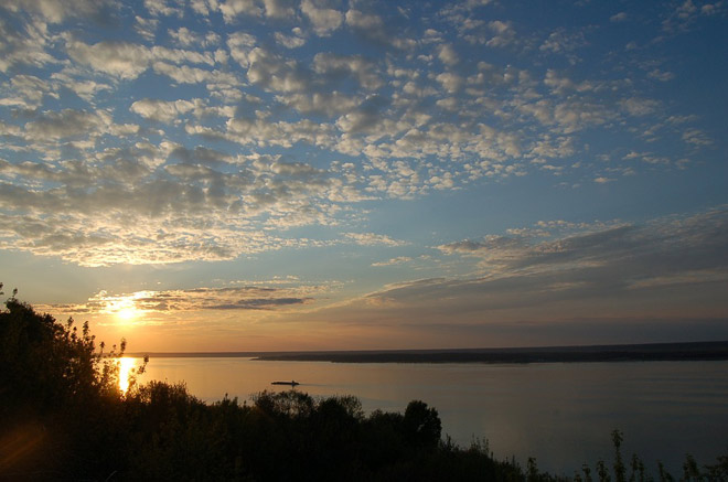 Река Волга, закат, пейзаж