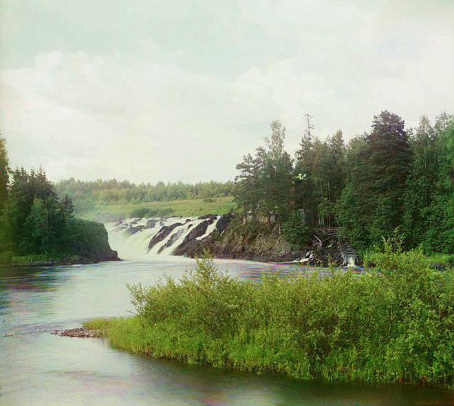 Прокудин-Горский Карелия вид на водопад Кивач