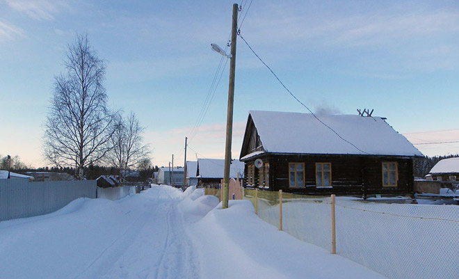 Деревня Ужесельга, Карелия, зима, Прионежский район